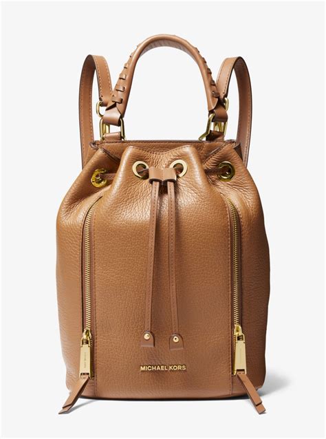 michael kors viv medium pebbled leather bucket backpack